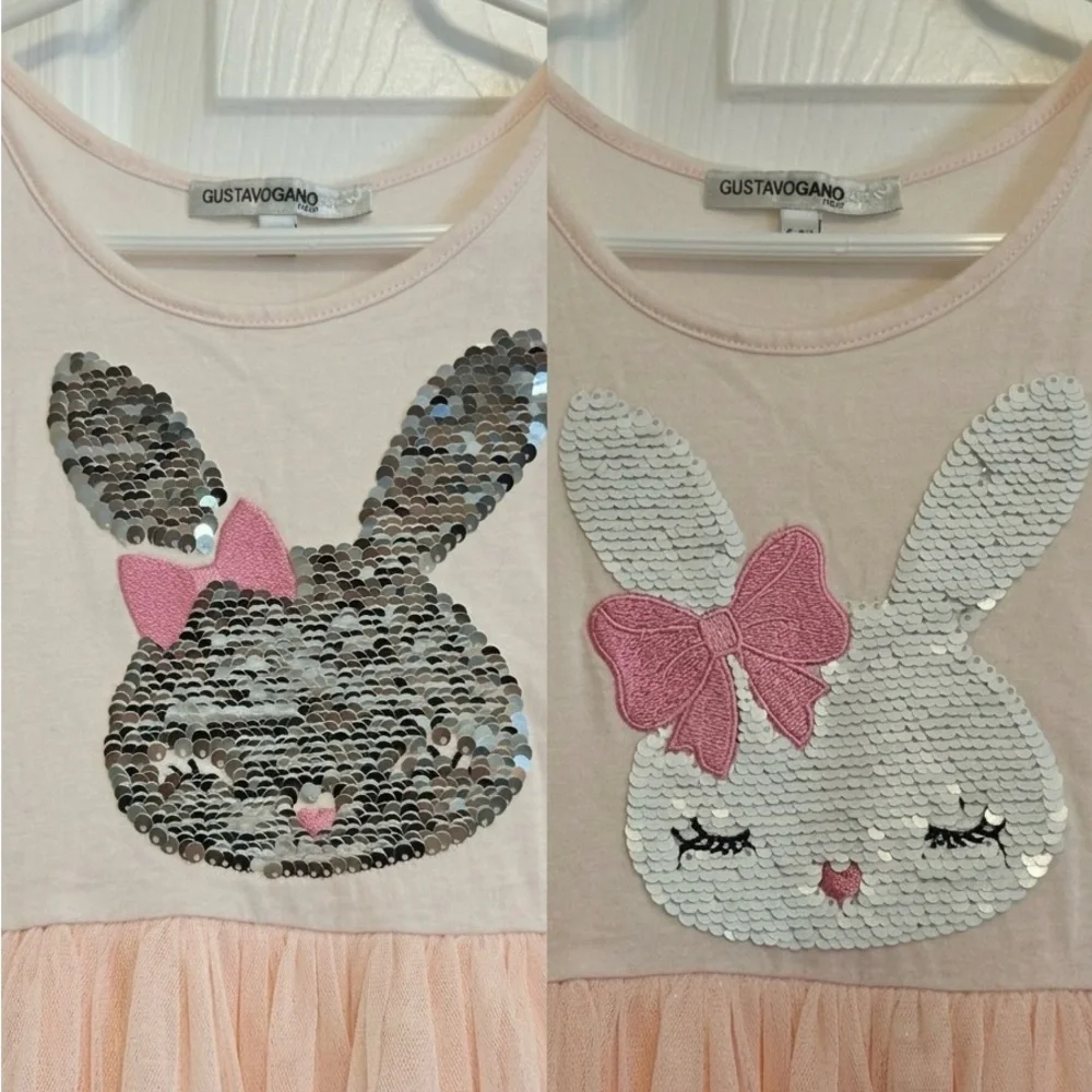 Sparkly Sequined Bunny Party Girls Dress - Picture 4 of 5